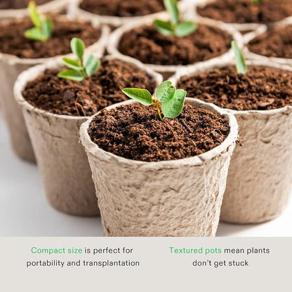 VIVOSUN Peat Pots, 120 Packs 3.15-Inch Seed Starting Pots with Drainage Holes, Round Nursery Pot, 20 Plant Labels for Flowers, Plants, Vegetables, 120Pcs