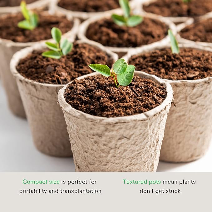 VIVOSUN Peat Pots, 60 Packs 3.15-Inch Seed Starting Pots with Drainage Holes, Round Nursery Pot, 20 Plant Labels for Flowers, Plants, Vegetables, 30Pcs