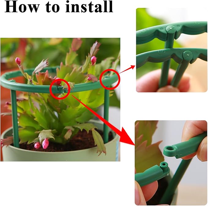 12 Pack Plant Support Plant Stakes Plastic Cage Holder Small Plant Support Ring for Indoor and Outdoor Small Plants, 9.4" W x 5.5" H
