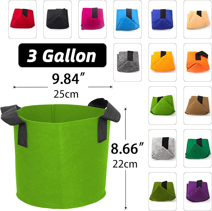 Grow Bags,Growing Pot Bags Garden Grow Bag Indoor Outdoor Fabric Aeration Plant Pot Container Flower Vegetable Pouch (Mixed 15colors,3 Gallon)