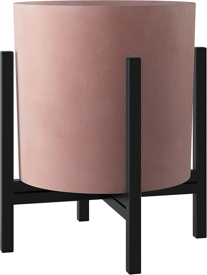 FaithLand Plant Pot 8 inch - Perfectly Fits Mid-Century Modern Plant Stand - Drainage Plug and Drainage Mesh Screen - Terracotta Color Planter Pot