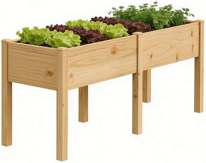 DoCred Raised Garden Bed, 70.9" x 22.8" x 31.5" Large Elevated Wooden Horticulture Planter Box with Wood Legs Standing Growing Bed Planter for Gardening, Balcony, Backyard, Patio