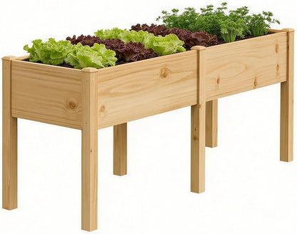 DoCred Raised Garden Bed, 70.9" x 22.8" x 31.5" Large Elevated Wooden Horticulture Planter Box with Wood Legs Standing Growing Bed Planter for Gardening, Balcony, Backyard, Patio