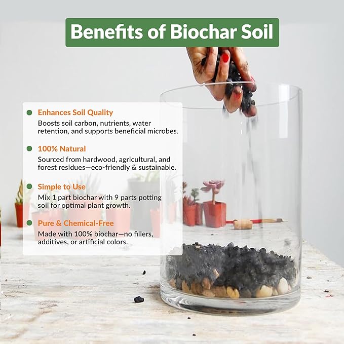 Old Potters Premium Biochar Soil Enhancer – 100% Organic Charcoal Amendment for Improved Soil Health and Plant Growth (24 Quarts)