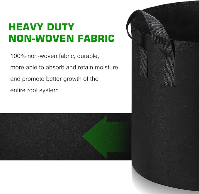 12-Pack 10 Gallon Grow Bags Heavy Duty Thickened Nonwoven Fabric Pots with Durable Handles