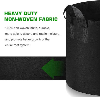 12-Pack 10 Gallon Grow Bags Heavy Duty Thickened Nonwoven Fabric Pots with Durable Handles