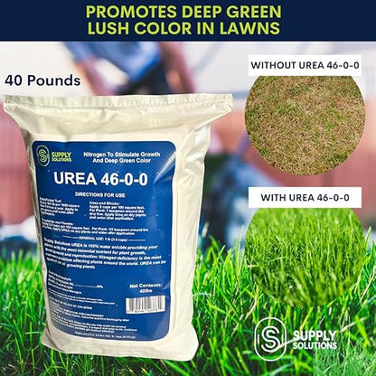 Supply Solutions Urea 46-0-0 Nitrogen Fertilizer to Stimulate Lush Growth and Deep Green Color - Plant Food Plant Fertilizer for Plants Lawn Garden - Bloom Booster for Flowers, Fruits (40 Pounds)