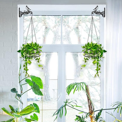 4-Pack Metal Hanging Planters for Outdoor Plants - Heavy Duty Hanging Baskets for Plants Outdoor with Chains and Long Hooks – Aesthetic Hanging Plant Holder for an Instant Indoor Gardening Decor