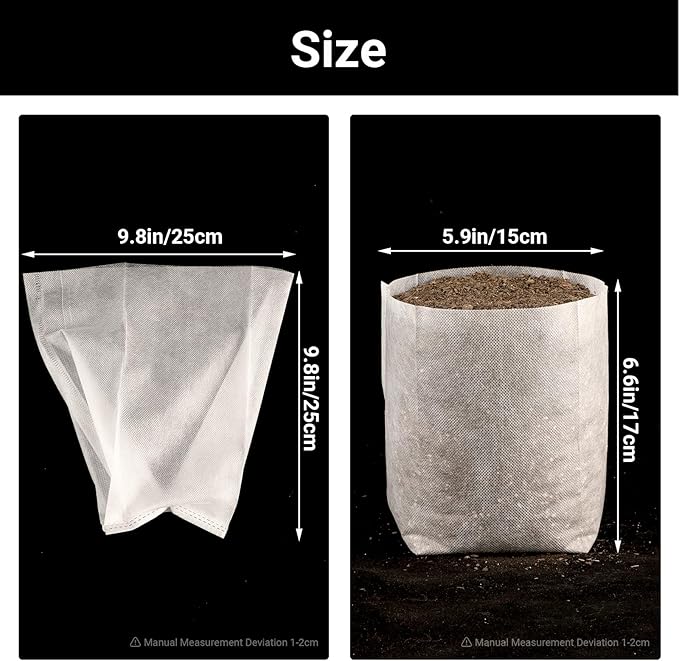 Seedling Nursery Bags, 200pcs 9 x 9 in Non Woven Fabric Nursery Seedling Grow Pouch, Garden Thickened Plant Grow Bags, Planting Flower Seed Starter Bags for High Seedling Survival Rate
