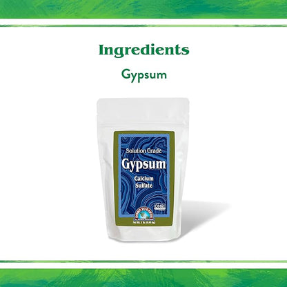 Down To Earth All Natural Fertilizers Organic Solution Grade Gypsum Calcium Sulfate - Professional Grade Gypsum Powder 325 mesh for Liquid, Drip or Spray Applications, 1 lb