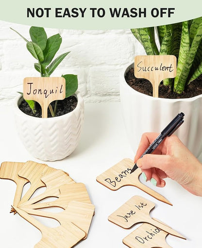Homenote Bamboo Plant Labels 100Pcs Plant Tags for Seedling T-Type Tags for Plants Outdoor Garden Markers Vegetable Seedling(2.36 * 4“)