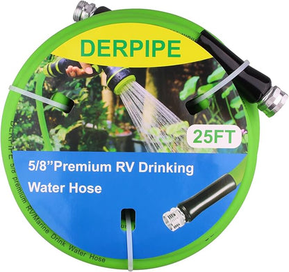 Heavy Duty Garden Hose - 5/8" x 25 ft, Flexible and Kink Resistant Water Hose, with 3/4" GHT Solid Connector