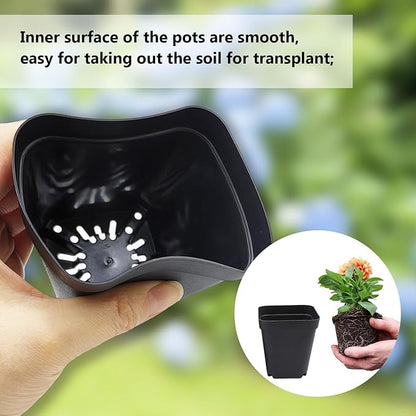 1200Pcs Square Nursery Pots 2.75 Inch, Deep Seed Starting Pot Small Plastic Plant Pots Flower Planter, Sturdy Seedling pots with Drainage Transplanting Planter Container