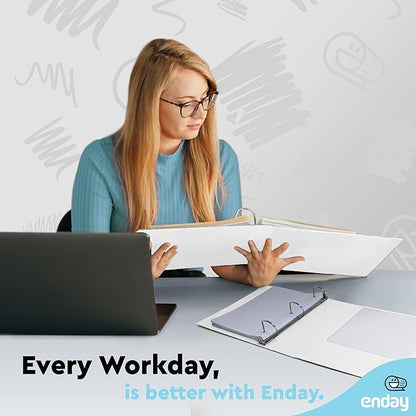 2 Inch 3 Ring Binder 2” White, Slant D-Ring 2 in Binder Clear View Cover with 2 Inside Pockets, Heavy Duty Colored School Supplies Office and Home Binders – by Enday