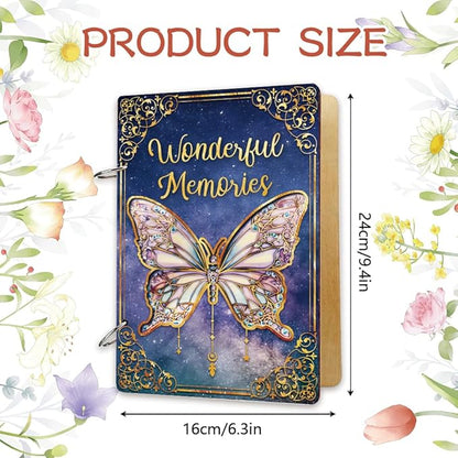 SUPERDANT Butterfly Greeting Card Organizer Birthday Gift Card Holder Wonderful Memories Cards Keeper Storage Keepsake Book Binder Post Cards Photo Album Holder Wedding Planner Journal Keepsake Gifts