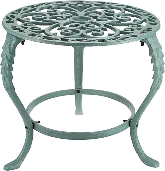 OwnMy Heavy Duty Cast Iron Plant Stand Vintage Wrought Iron Flower Pot Holder, Indoor Outdoor Large Plant Stand for Home Garden Patio, Decorative Round Potted Plant Holder Rack, Green