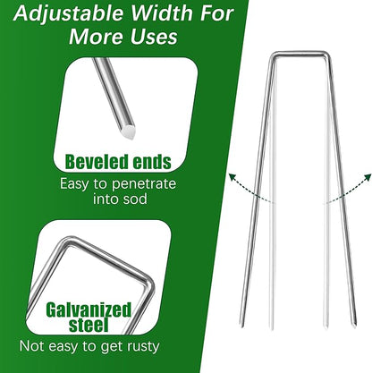 50 Pack Landscape Staples 6 Inch Garden Stakes Galvanized Garden Staples Pins Anti-Rust Ground Stakes for Weed Barrier, Irrigation Tubing, Landscaping Fabric, Yard Lawn