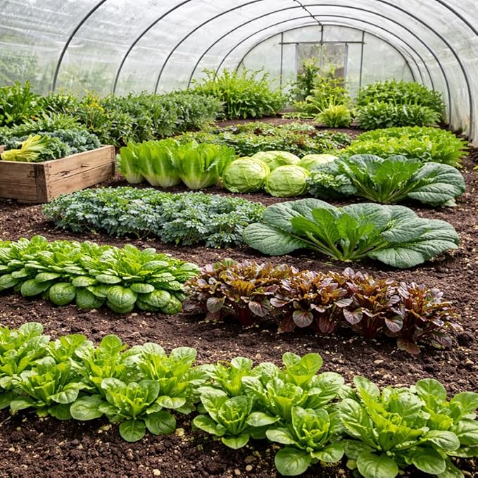 Greens Seeds Collection, 2500+ Seeds, 9 Heirloom Varieties, Arugula, Beet, Upland Cress, Vates Collard, Red Russian Kale, Crisphead Lettuce, Parris Island Lettuce, Tatsoi Mustard, Viroflay Spinach