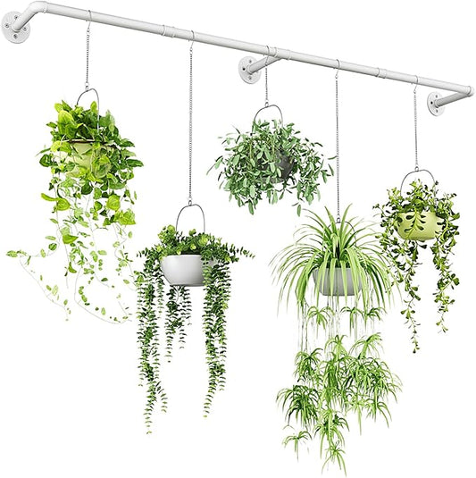 Bamworld Hanging Planters for Indoor - 70in White Metal Rod Plant Hangers (Pot & Plant Not Included)