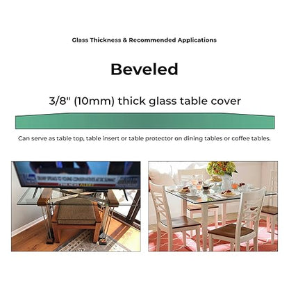 Custom Cut Glass 3/8" Thick - Clear Tempered Glass Cut to Size - Square Replacement Glass for Tabletops, Glass Shelves, Windows with Bevel Edge by Fab Glass and Mirror