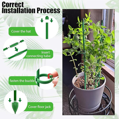 10PCs Plant Stakes for Indoor Plants,15 Inch Plant Support Stakes with Clips, Tall Adjustable Plant Sticks for Indoor Monstera Tomato Orchid Potted Plants Flower Comes with Spearhead End