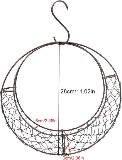 Firlar Round Wire Wreath Frame, Moon Shaped Metal Hanging Planter Plant Holder Flower Hanging Basket, Succulent Pot Decor Basket, Hanging Flower Stand Hanging Wall Plant Holder