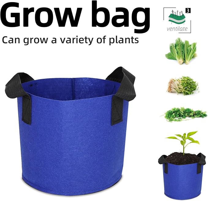 Grow Bags,Growing Pot Bags Garden Grow Bag Indoor Outdoor Fabric Aeration Plant Pot Container Flower Vegetable Pouch (Dark Blue,3 Gallon)