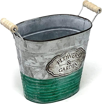 allgala Galvanized Planter Pot Indoor and Outdoor Decoration-Oval-7"-HD88303A