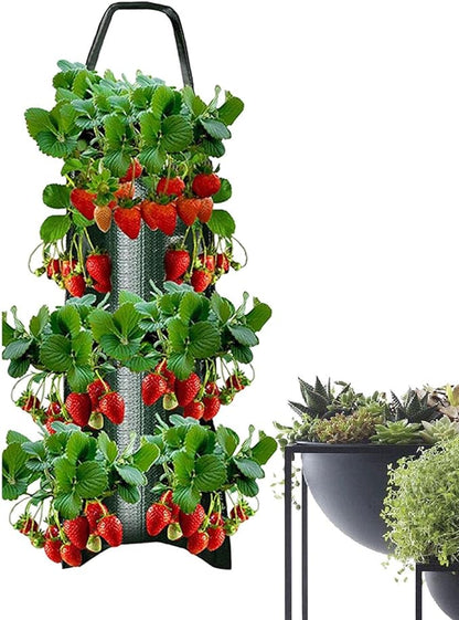 SOLGLO Planter, 70CM Hanging Bag, Upside Down Tomato/Herb/Strawberry Planter, 8 Hole, Indoor & Outdoor Use, Sun Shade Adaptable, Green