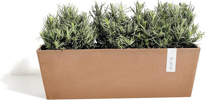 Ecopots Bruges Durable Modern Rectangular Indoor/Outdoor Recycled-Based Composite Flower Pot Planter, Terracotta, 21.5"