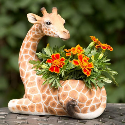 Bits and Pieces - Giraffe Planter - Yard Decorations - Wildlife Animal Urn for Plants - Indoor/Outdoor Decoration - Safari Inspired Yard Art