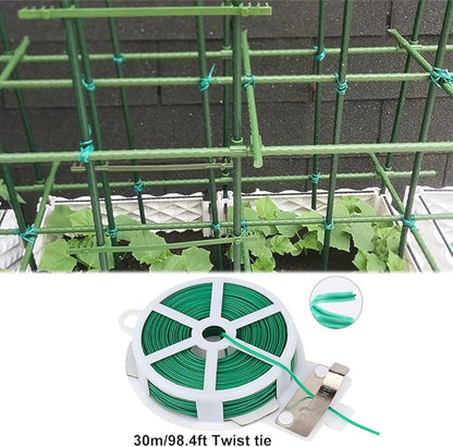 Garden Trellis Support Kit - Plant Clips & Stake Connectors, 7/16" Stake Extensions & Pipe Fixings