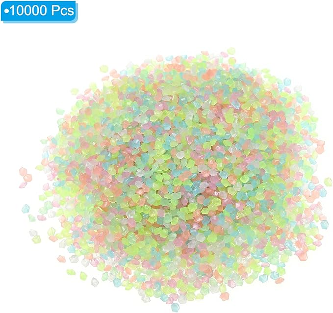 MECCANIXITY 10000pcs Glow Rocks 3-5mm Glow Pebbles Decoration in The Dark Luminous Stones Decor DIY Decorative Multicolored for Garden, Potted Plant, Fish Tank