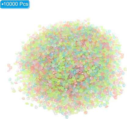 MECCANIXITY 10000pcs Glow Rocks 3-5mm Glow Pebbles Decoration in The Dark Luminous Stones Decor DIY Decorative Multicolored for Garden, Potted Plant, Fish Tank