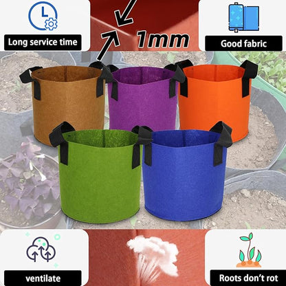 Grow Bags,Growing Pot Bags Garden Grow Bag Indoor Outdoor Fabric Aeration Plant Pot Container Flower Vegetable Pouch (Mixed 5colors,20Gallon)