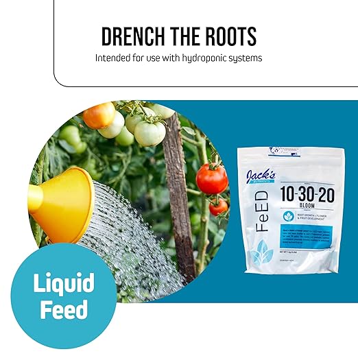 Jack's Classic Nutrients 10-30-20 Bloom Water-Soluble Fertilizer for Root Growth and Fruit Development in Continuous Liquid Feed Programs, 2.2Lbs