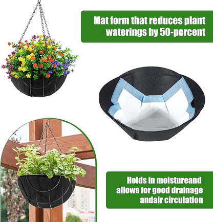 3 Pack 14 Inch Fabric Planter Basket Liners - Round Hanging Basket Liners Replacement Coco Liner,Durable Non-Woven Liners for Hanging Baskets Planters Flowers, Plants (Black)