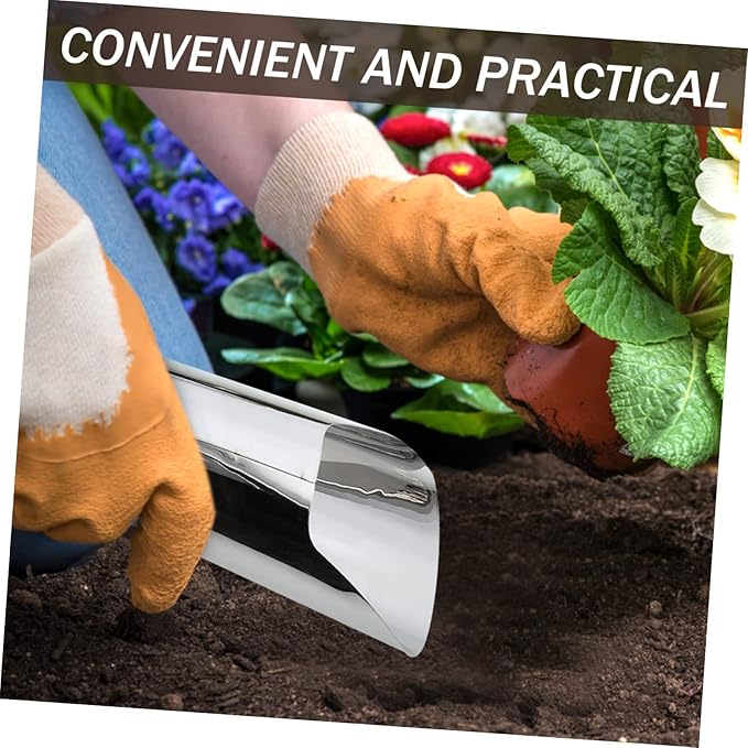 Stainless Steel Gardening Scoop Small Soil Shovel Lightweight Handheld Planting Tool for Transplanting Potting Succulents Indoor Outdoor 6.69In