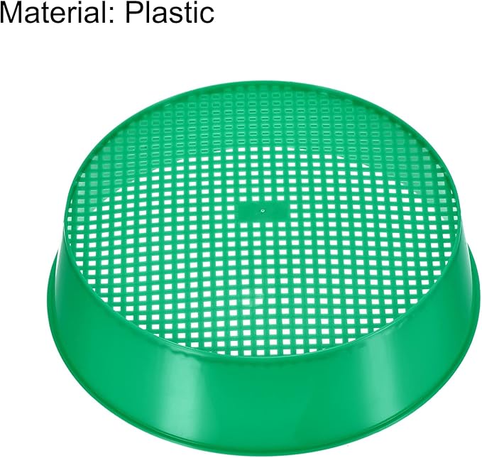 MECCANIXITY Garden Sifting Pan, Round Potting Sieve Plastic Mesh Filter Soil Screen Gardening Tool for Garden Yard, Green 2 Pack
