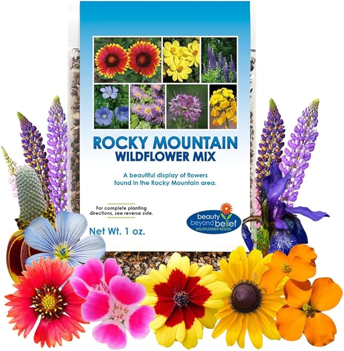 Rocky Mountain Wildflower Seed Mix 1oz - Premium Wildflower Seed Mix for High Mountain Elevations 1 oz