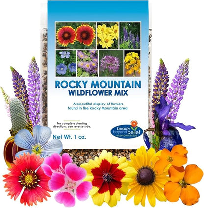 Rocky Mountain Wildflower Seed Mix 1oz - Premium Wildflower Seed Mix for High Mountain Elevations 1 oz
