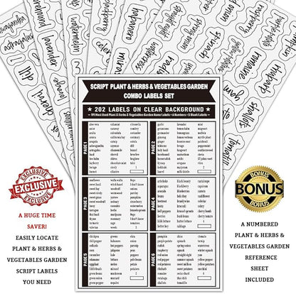 202Pcs Plant Labels, Herb & Plant Labels, Nursery Garden Tags for Pots - Seed Markers Vegetable Fruit Stickers Organization Labels for Indoor/Outdoor