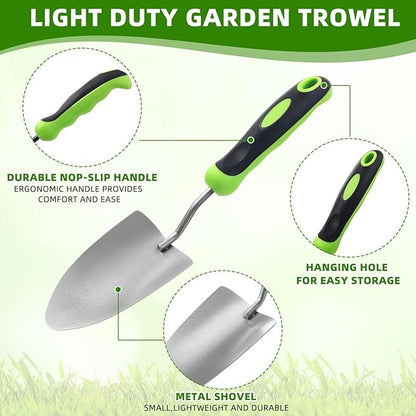 16 Pcs Garden Shovel Aluminum Alloy Heavy Duty Trowel Small Digging Shovels Metal Hand Trowel Spade with Soft Handle for Garden Lawn Yard Planting Tool (Wide Shovel,Green)