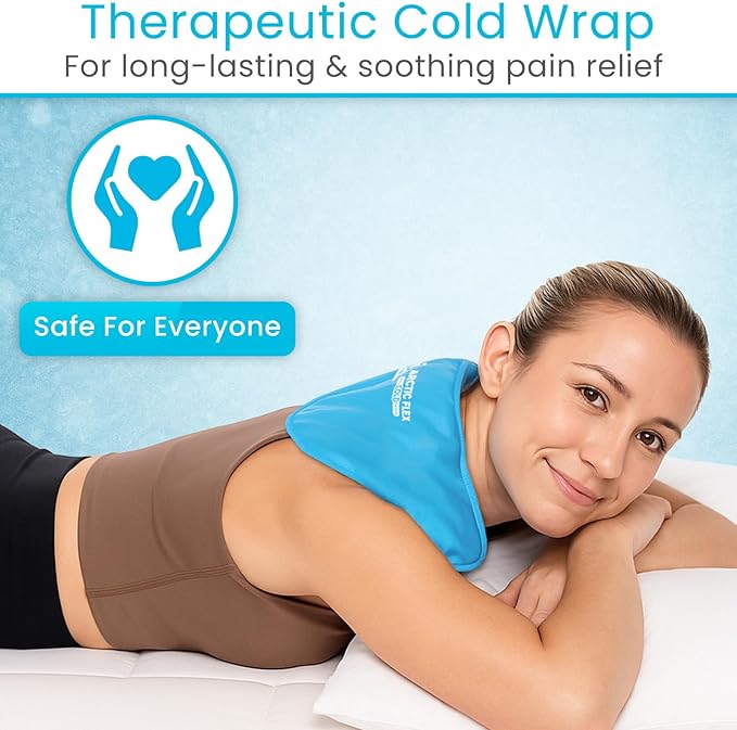 Arctic Flex Neck Ice Pack - Cold Compress Shoulder Therapy Wrap - Cool Reusable Medical Freezer Gel Pad for Swelling, Injuries, Headache, Cooler (Large (1 Pack))