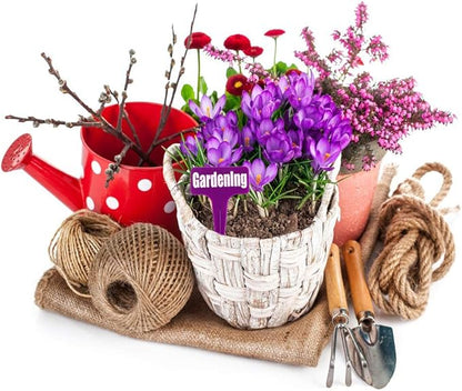 Ameolale 200PCS Plastic Nursery Garden Plant Labels - Waterproof Potted Plant Tags Reusable Seeds Markers T-Type Stakes - Eco Friendly for Vegetables Herb Flower Greenhouse(Purple)