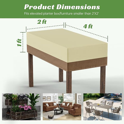 Decoroca 2’x4’ Planter Boxes Cover - Garden Covers for Raised Beds with All-Natural 600D Nylon & Water-Resistant Coating - Winter Plant Covers to Withstand Weed Seeds, Heavy Rain & Snowfall