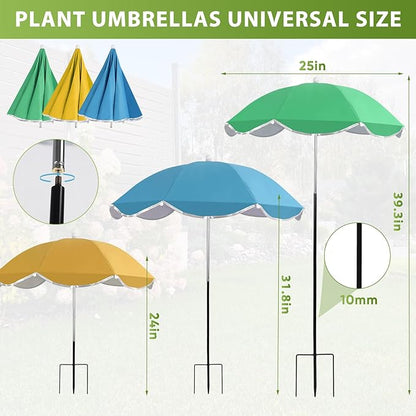 Plant Umbrellas for Outdoor Plants, 25inch Plant Shades for Outdoor Plants with Durable 40'' High M-Shaped Plug for Stronger Wind Resistanc for Plants, Potted Plant, Garden Beds