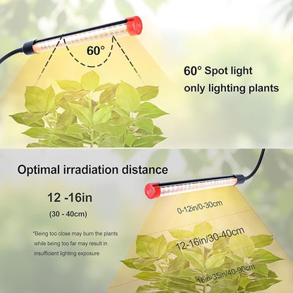 3Pack 2-in-1 Small Clip Grow Lights for Indoor Plants, Bonsai, Succulent, Cactus, 4/8/12/16/20H Timer, 9 Watt Power Draw, NO Need Adapter, Enough Bright, Best Gift for Plants Lover
