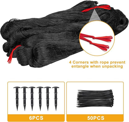 Bird Net 25'x25' with 2.4" Square Mesh Bird Netting for Chicken Coop Roof, Poultry Netting Heavy Duty Nylon for Garden, Chicken Netting Fruit Tree Netting, Hawk Netting for Chicken Run