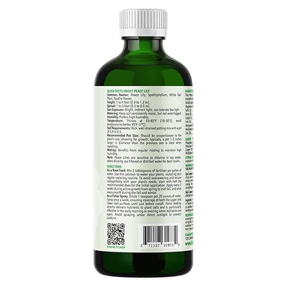 Peace Lily Fertilizer: 3-1-2 Liquid Fertilizer with Essential Micronutrients - The Ultimate Food for Spathiphyllum, Perfect for Indoor Plants (32 OZ)